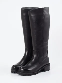 Ginger & Glove – Kniehohe Stiefel aus Lammleder Schwarz