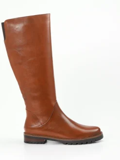 Ginger & Glove – Kniehohe Stiefel aus Kalbleder cognac