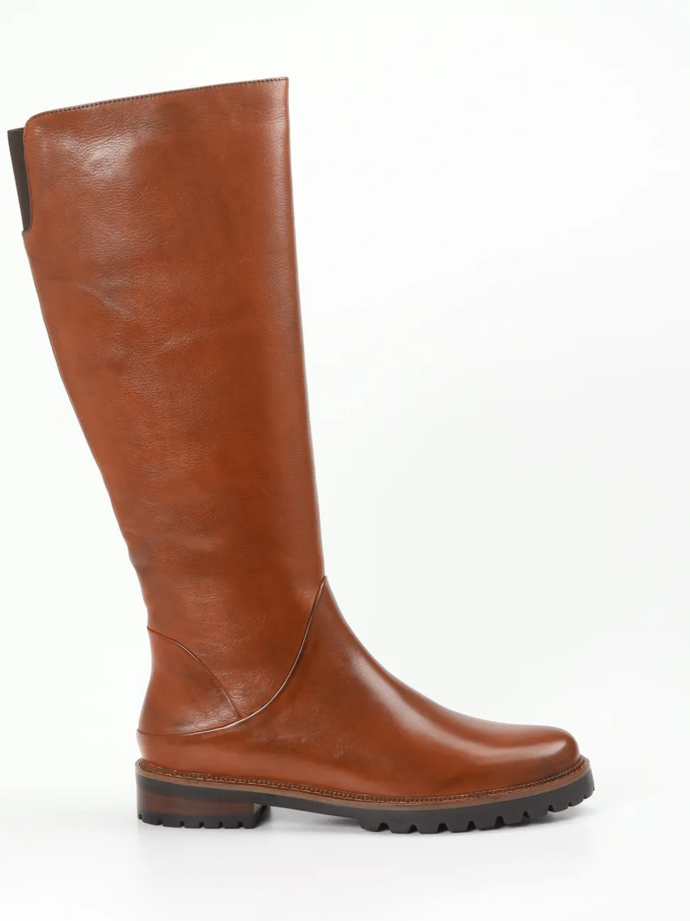 Ginger & Glove – Kniehohe Stiefel aus Kalbleder cognac