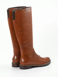 Ginger & Glove – Kniehohe Stiefel aus Kalbleder cognac
