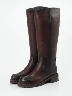 Ginger & Glove – Kniehohe Stiefel aus Kalbleder dunkelbraun