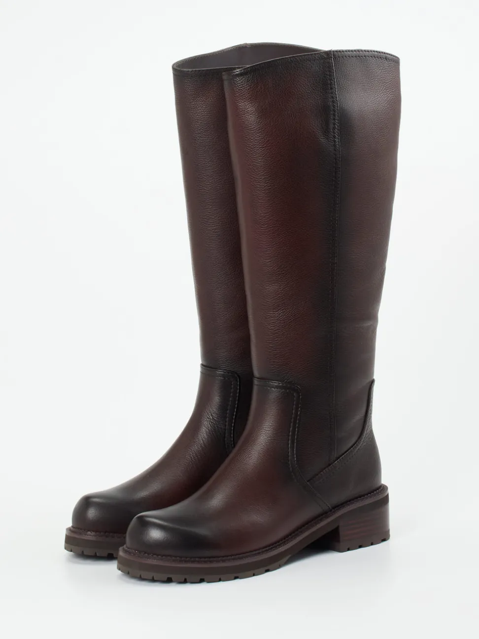 Ginger & Glove – Kniehohe Stiefel aus Kalbleder dunkelbraun