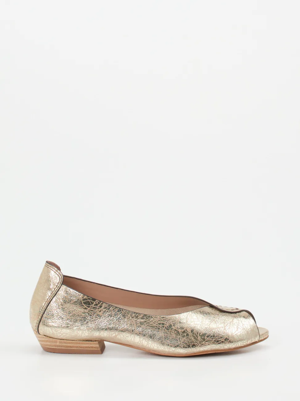 Ginger & Glove – Peep-Toe-Ballerinas aus Metallicleder Gold