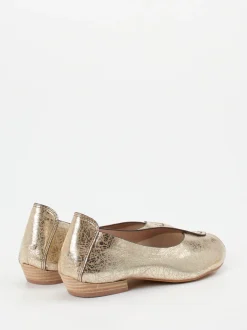 Ginger & Glove – Peep-Toe-Ballerinas aus Metallicleder Gold