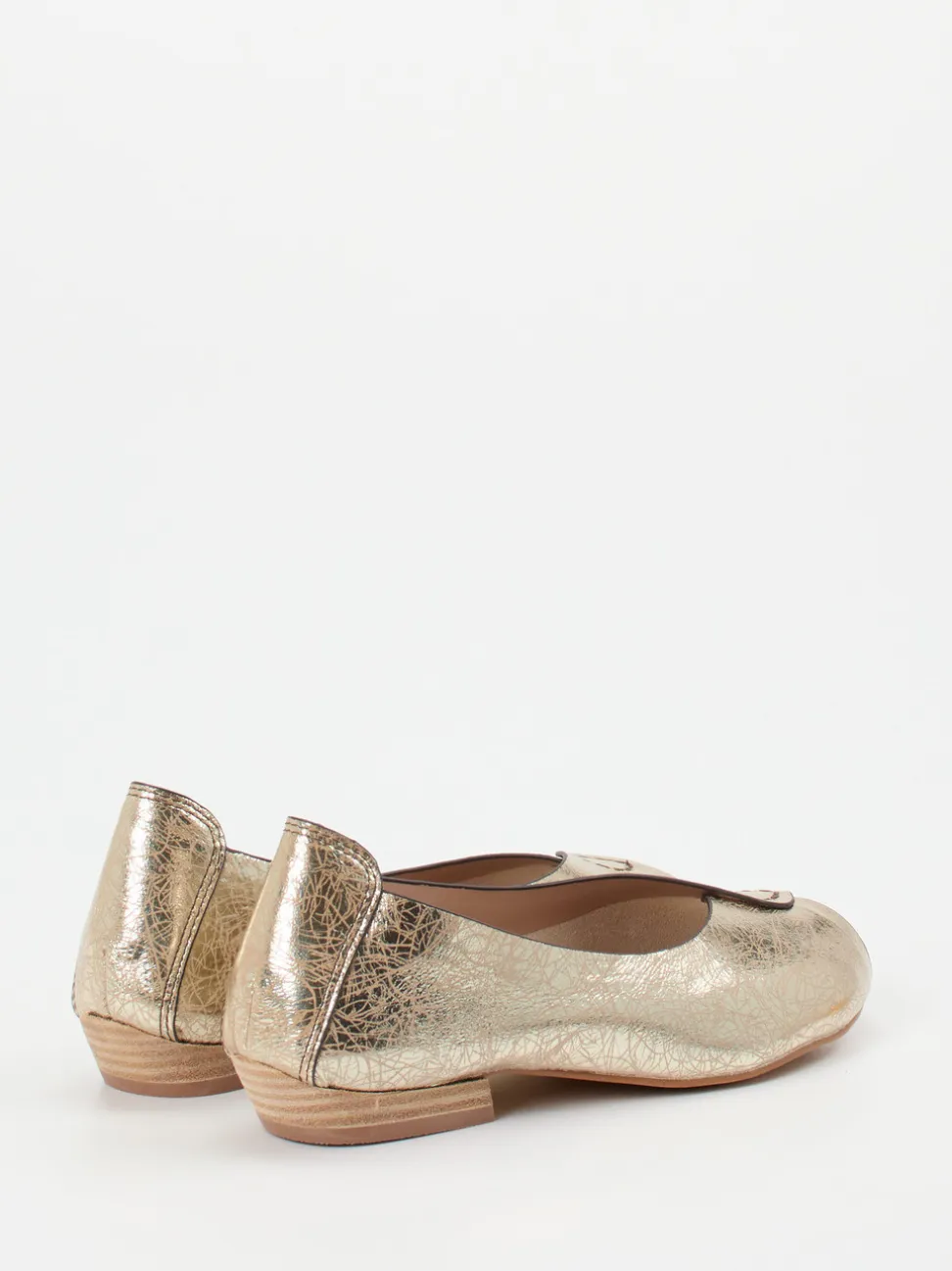 Ginger & Glove – Peep-Toe-Ballerinas aus Metallicleder Gold