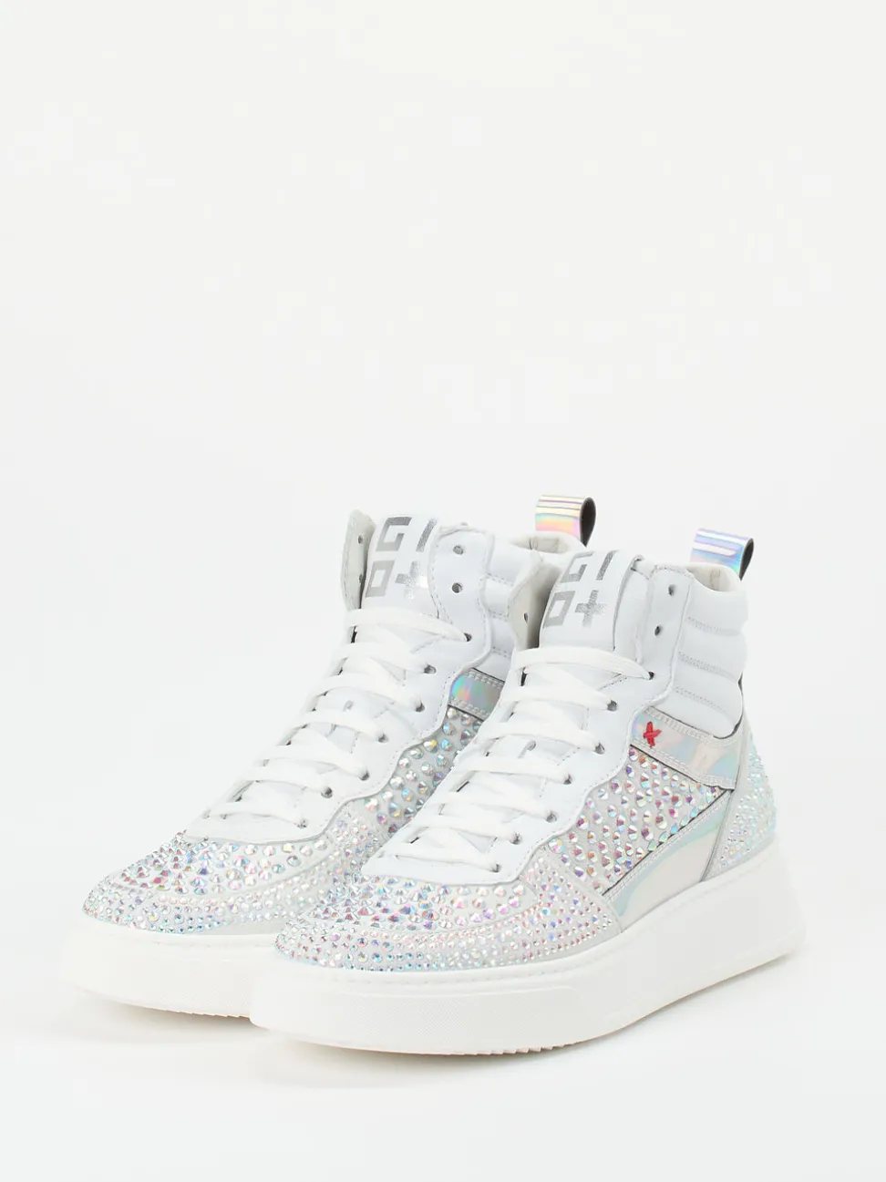 Gio+ – High-Top Sneaker aus Veloursleder Weiß