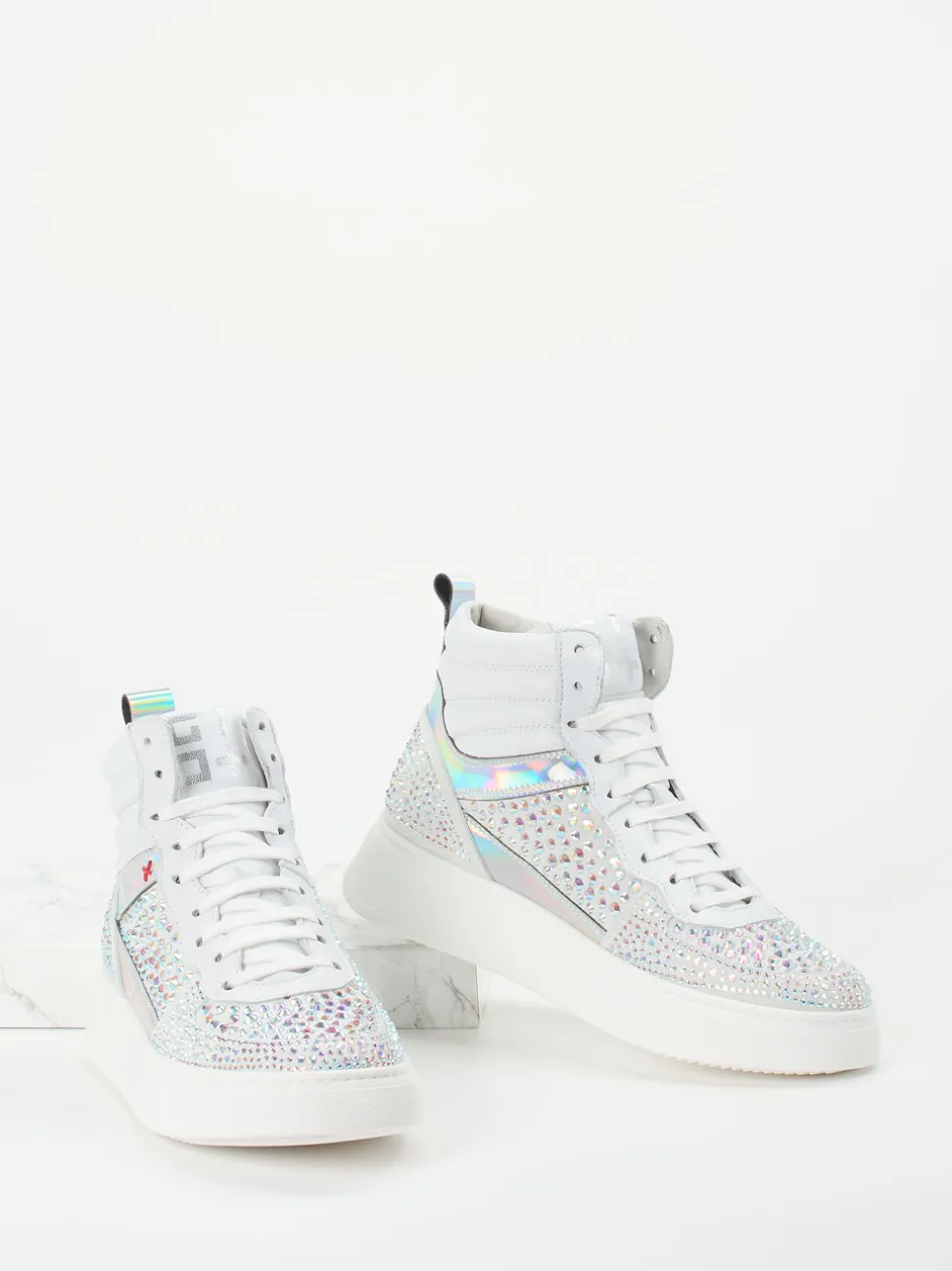 Gio+ – High-Top Sneaker aus Veloursleder Weiß