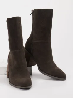 Gioia – Stiefelette aus Veloursleder Dunkelbraun