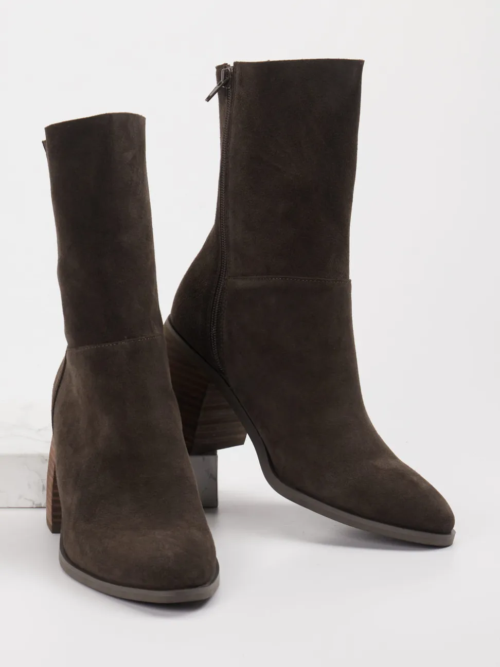 Gioia – Stiefelette aus Veloursleder Dunkelbraun