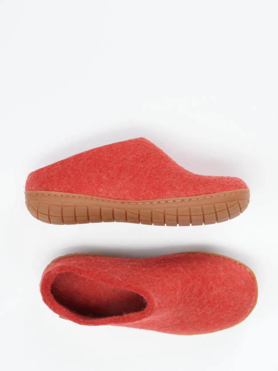 Glerups – Filzpantoffeln aus Wollfilz in Tomatenrot