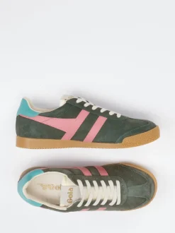 Gola – Retro-Sneaker aus Veloursleder olivgrün