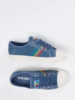 Gola – Sneaker aus Canvas in Jeansblau mit Stickerei