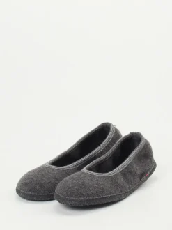 Haflinger – Ballerina-Hausschuh aus Wollfilz anthrazit