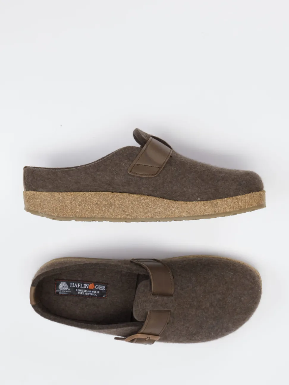 Haflinger – Hausschuhclogs aus Wollfilz braun