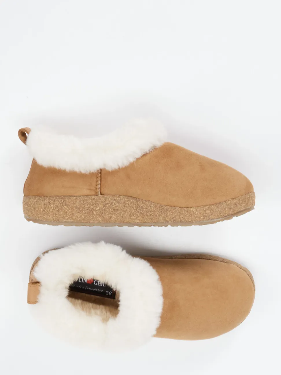 Haflinger – Hausschuhe aus Veloursleder camelbraun