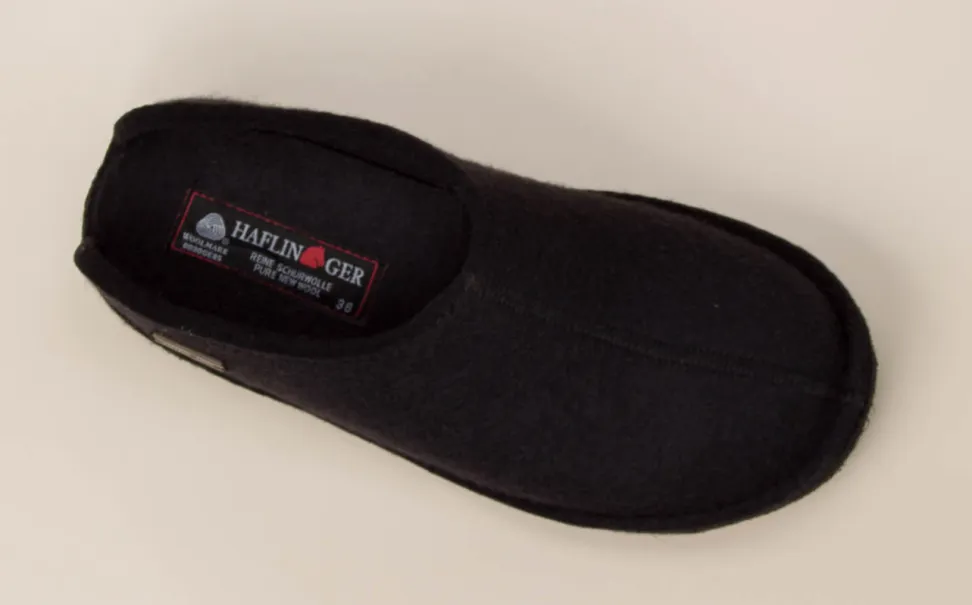 Haflinger – Hüttenschuhe aus reiner Schurwolle schwarz