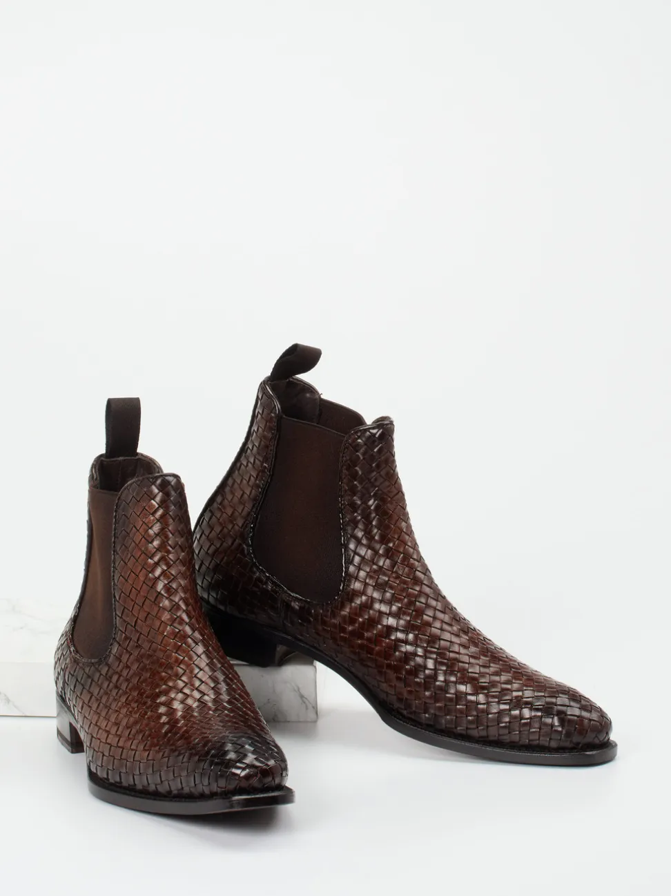 Harris – Chelsea Boots aus Flechtleder in Braun