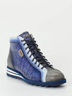 Harris – High-Top Sneaker aus geprägtem Leder blau