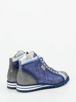 Harris – High-Top Sneaker aus geprägtem Leder blau