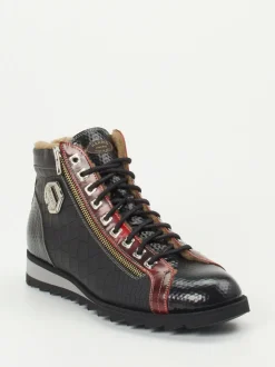 Harris – Schnürboots aus geprägtem Leder Schwarz
