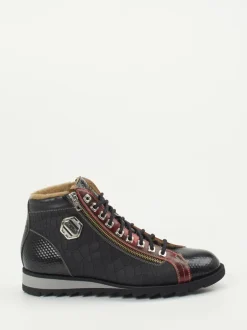Harris – Schnürboots aus geprägtem Leder Schwarz