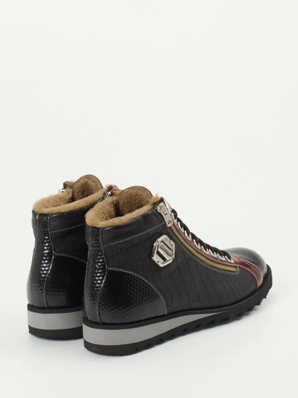 Harris – Schnürboots aus geprägtem Leder Schwarz