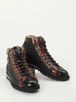Harris – Schnürboots aus geprägtem Leder Schwarz