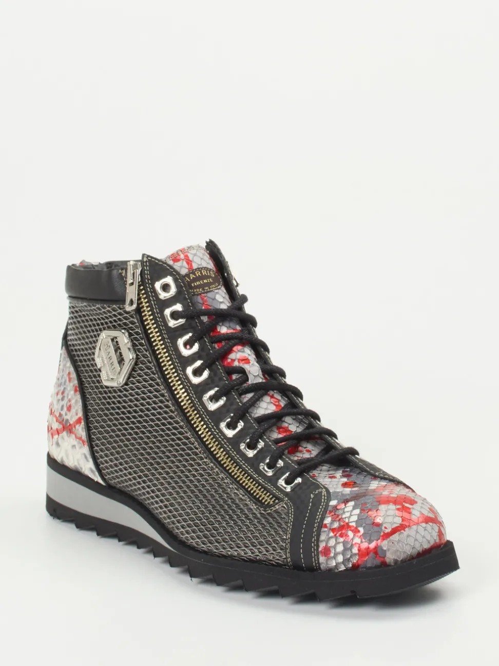 Harris – Schnürboots aus geprägtem Leder dunkelgrau
