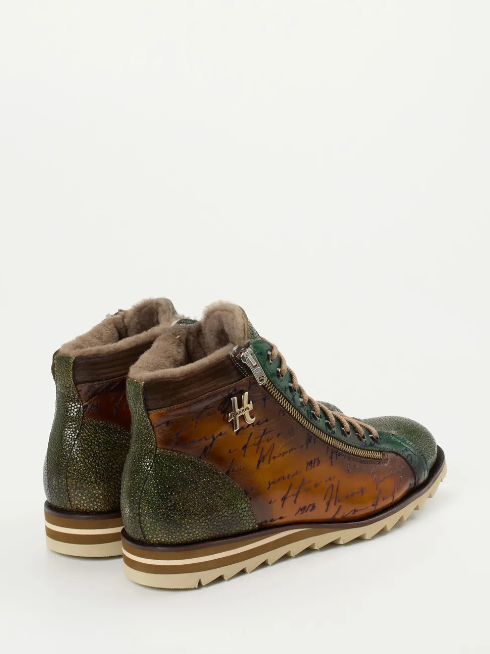 Harris – Schnürboots aus geprägtem Leder cognacbraun