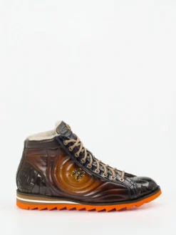 Harris – Schnürboots aus geprägtem Leder dunkelbraun