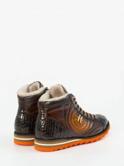 Harris – Schnürboots aus geprägtem Leder dunkelbraun