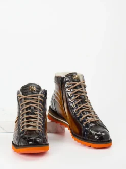 Harris – Schnürboots aus geprägtem Leder dunkelbraun