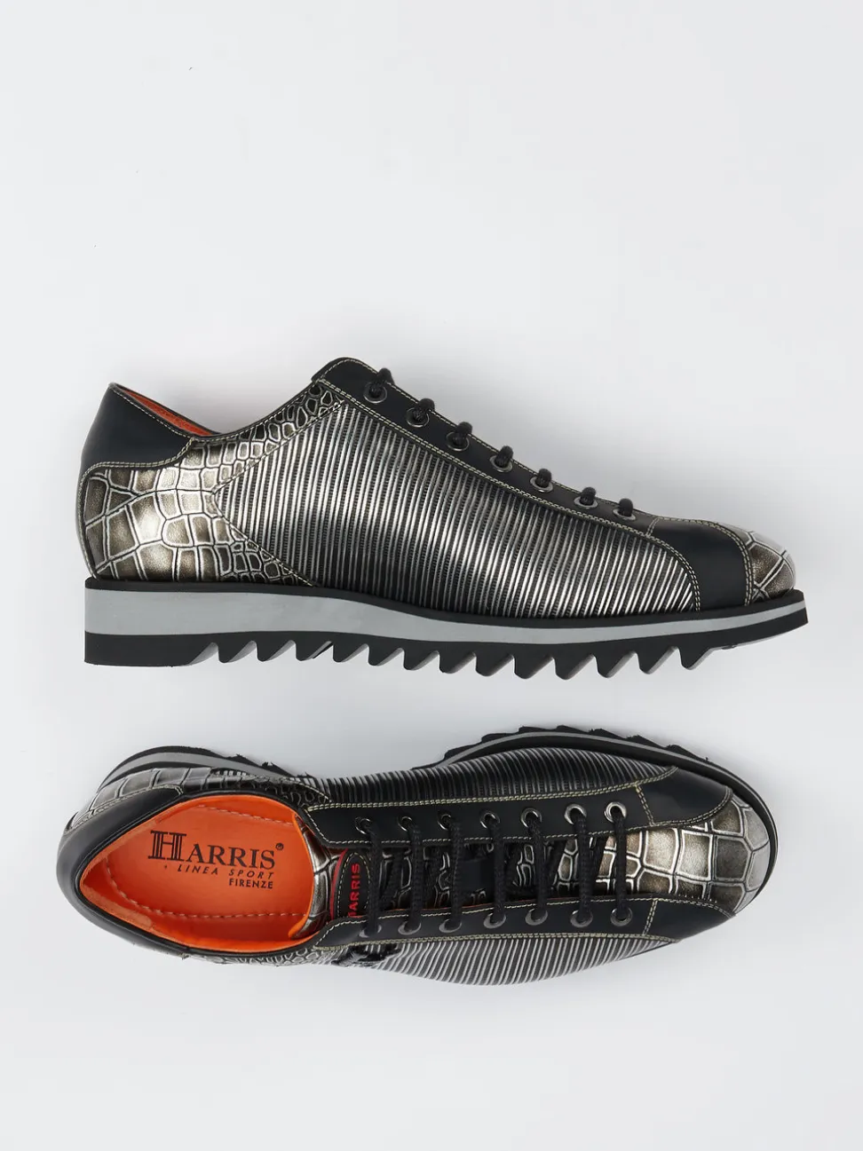 Harris – Schnürschuh aus geprägtem Leder in Grau
