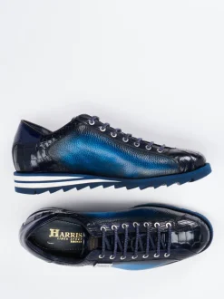 Harris – Sneaker aus geprägtem Leder in Blau