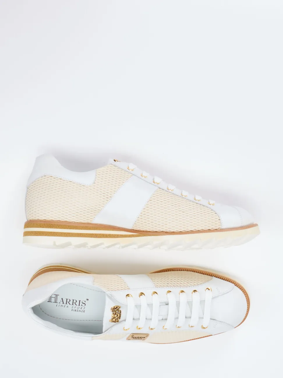 Harris – Sneaker aus geprägtem Leder in Beige