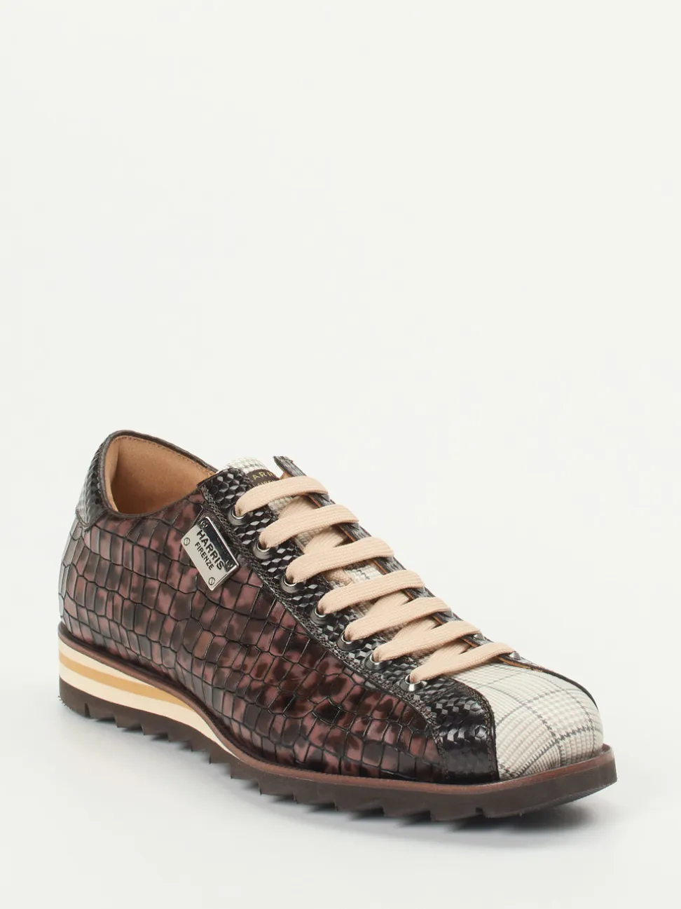 Harris – Sneaker aus geprägtem Leder mit Karo-Details