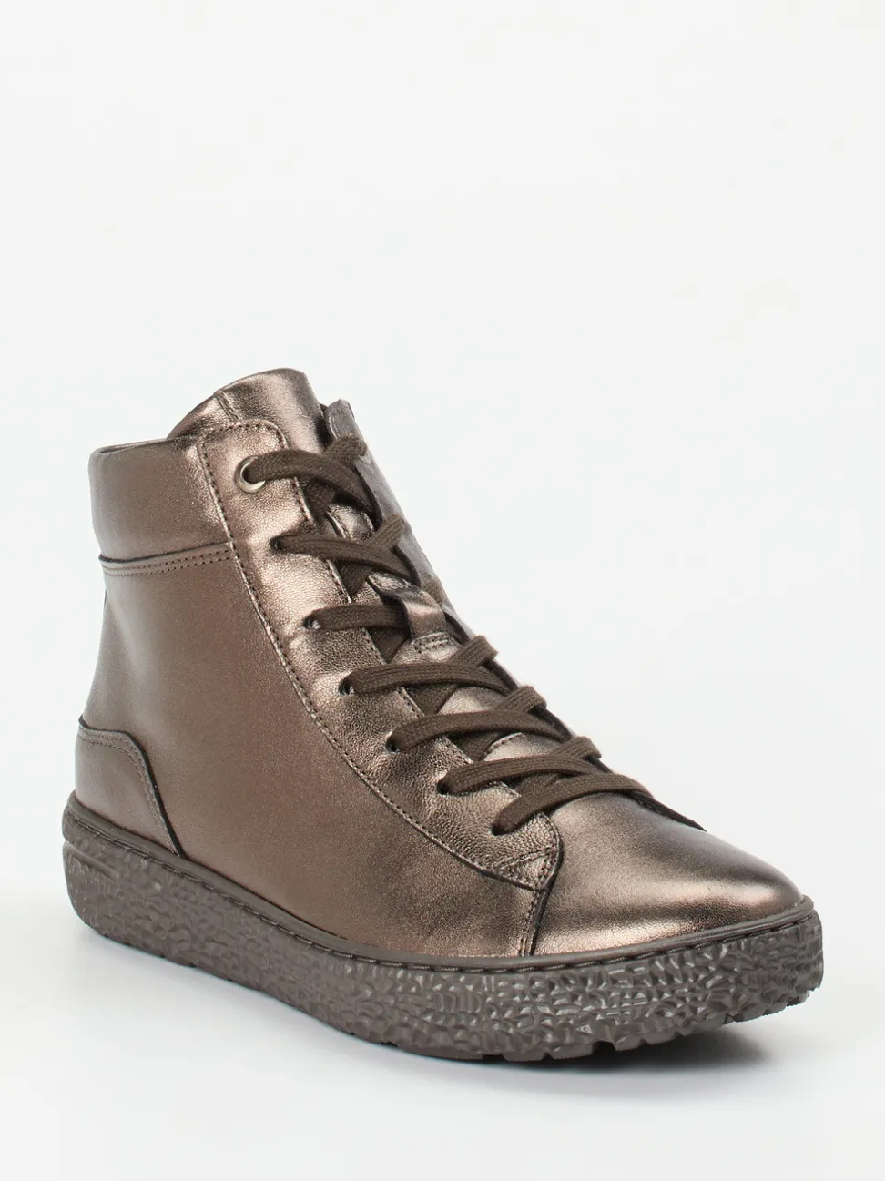 Hartjes – High-Top-Sneaker aus Metallicleder bronzebraun