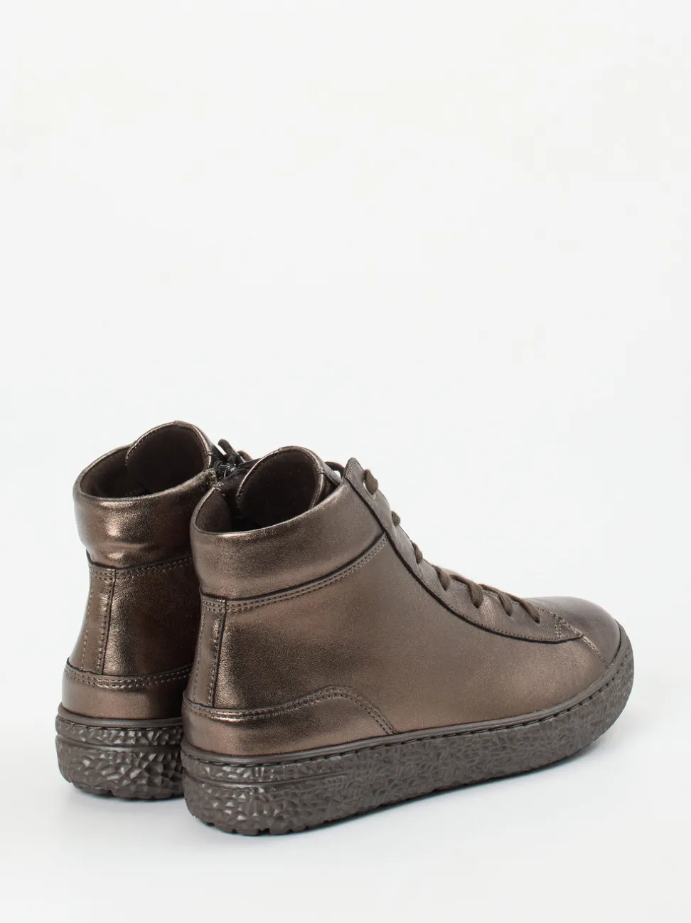 Hartjes – High-Top-Sneaker aus Metallicleder bronzebraun