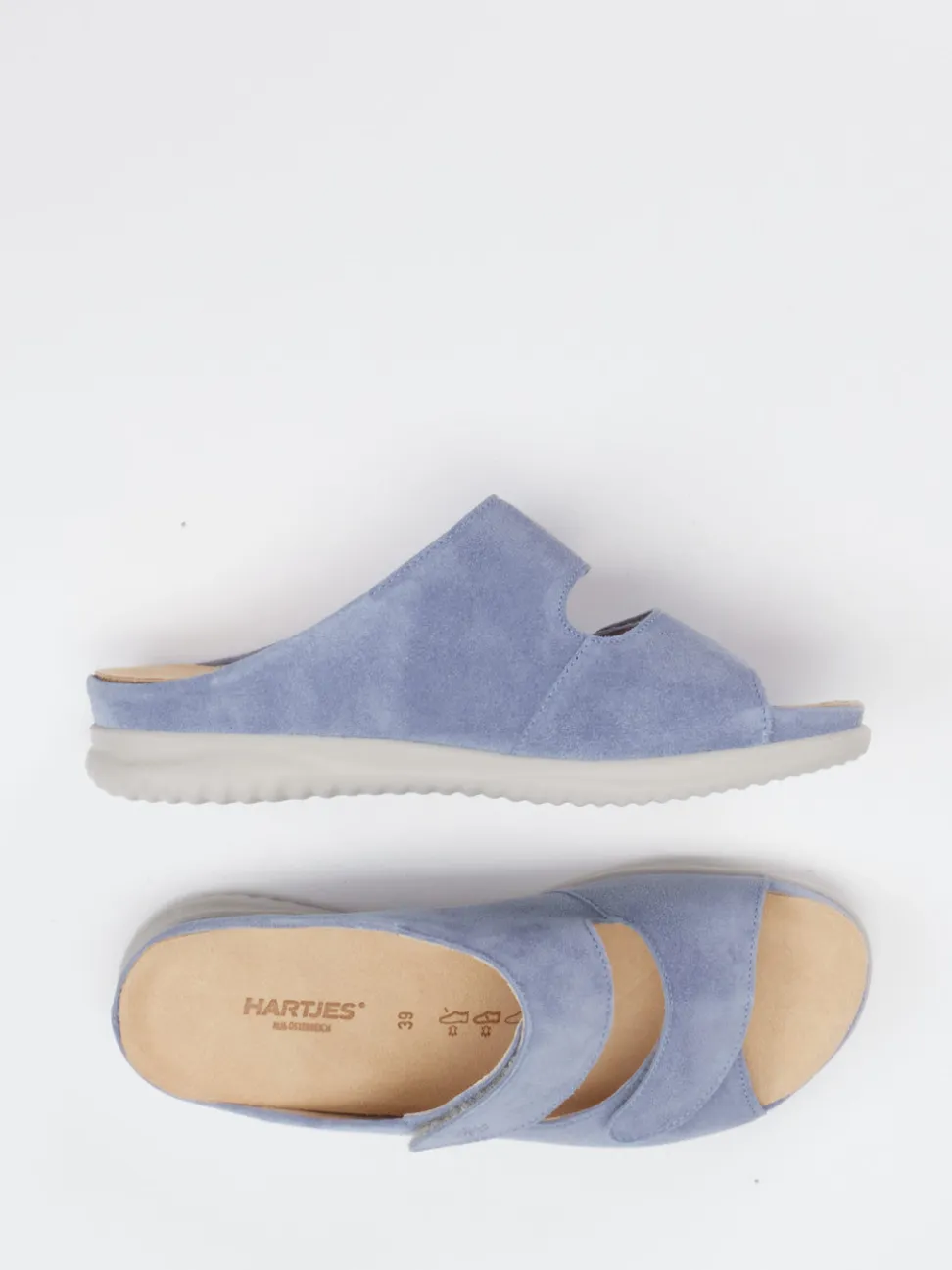 Hartjes – Komfort-Pantoletten aus Veloursleder blau