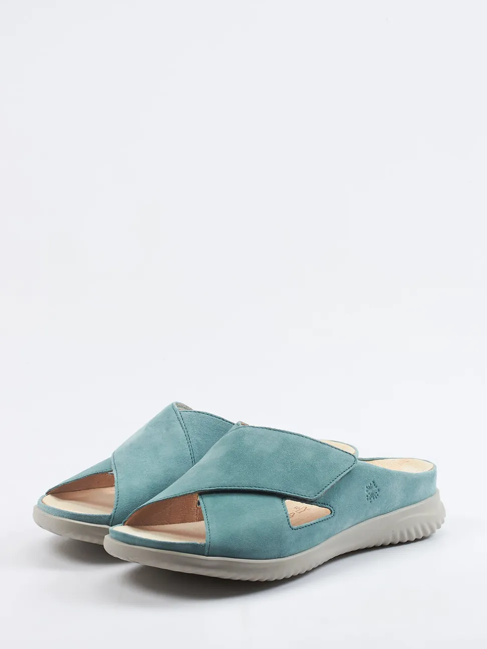 Hartjes – Komfort-Pantolette aus Veloursleder Aquamarin