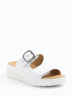 Hartjes – Komfort-Pantolette aus Metallic-Leder grau