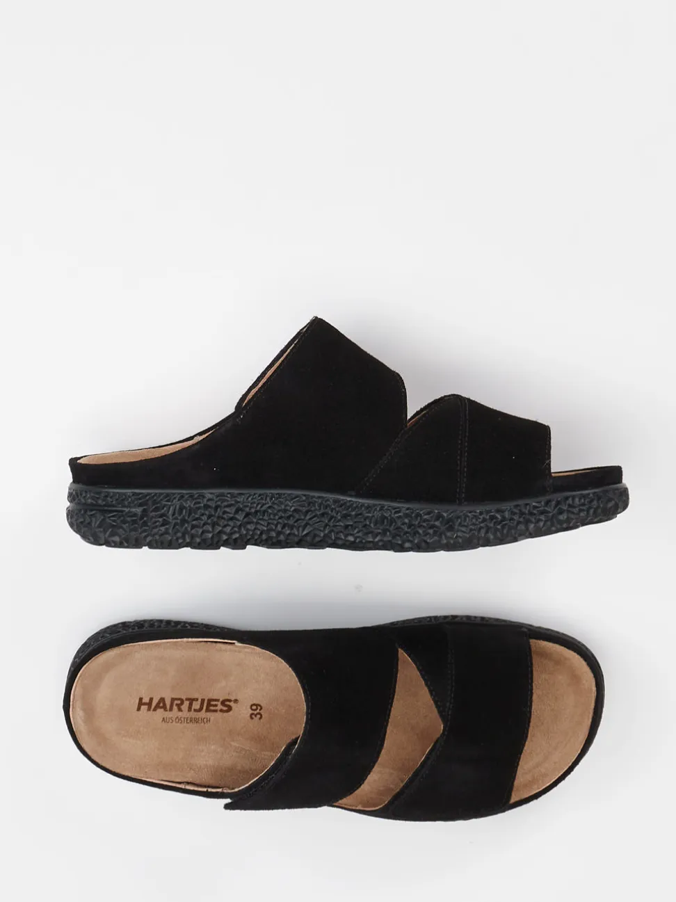 Hartjes – Komfort-Pantolette aus Veloursleder schwarz