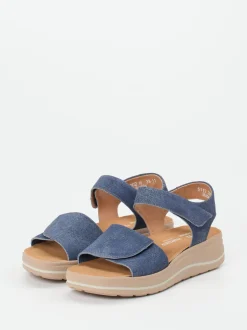 Hartjes – Komfortsandale aus Veloursleder denimblau
