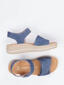 Hartjes – Komfortsandale aus Veloursleder denimblau