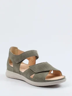 Hartjes – Komfortsandalen aus Veloursleder olivgrau