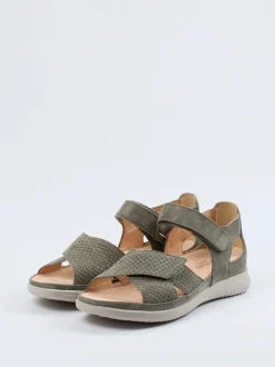Hartjes – Komfortsandalen aus Veloursleder olivgrau