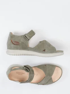 Hartjes – Komfortsandalen aus Veloursleder olivgrau
