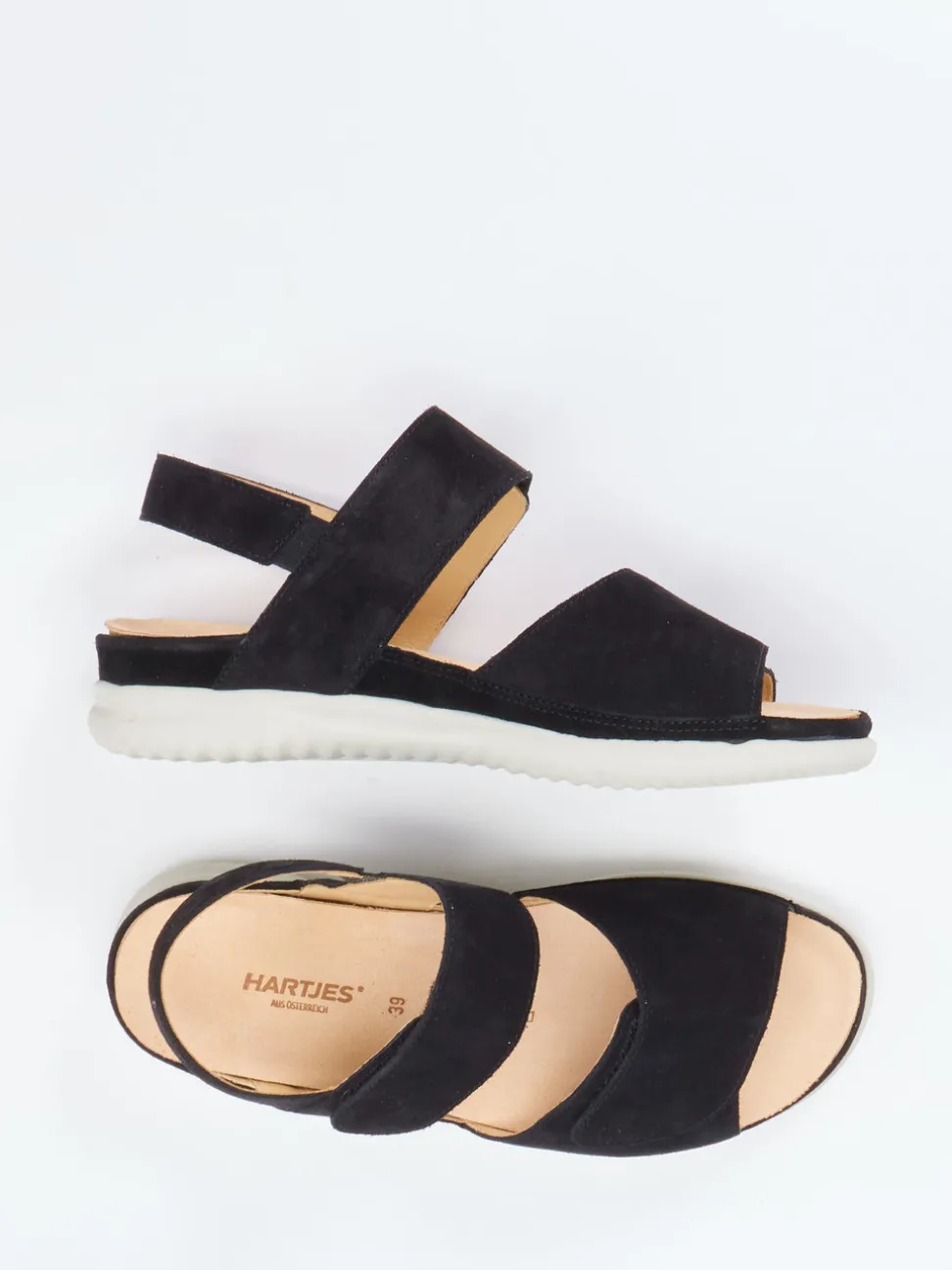 Hartjes – Komfortsandalen aus Veloursleder Schwarz