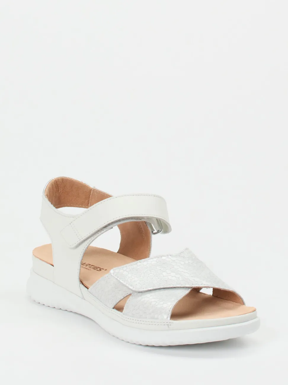 Hartjes – Komfortsandalen aus geprägtem Leder Offwhite