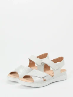 Hartjes – Komfortsandalen aus geprägtem Leder Offwhite